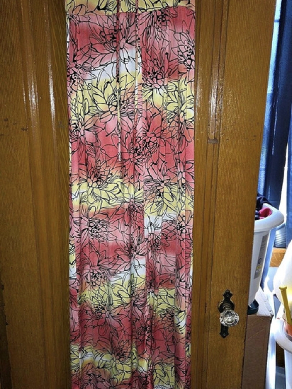 Dereon Floral Maxi Dress in Pink & Yellow Like New